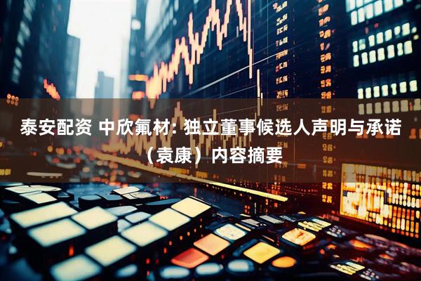 泰安配资 中欣氟材: 独立董事候选人声明与承诺（袁康）内容摘要