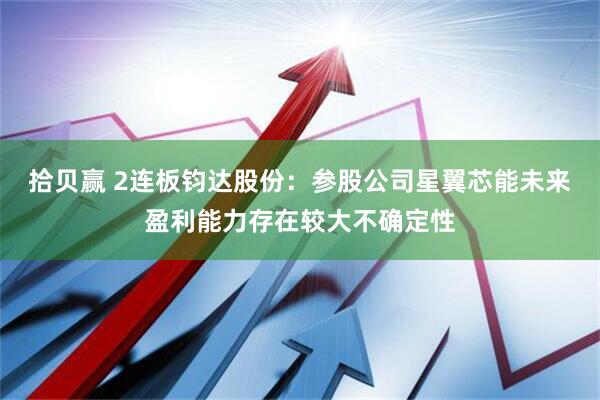 拾贝赢 2连板钧达股份：参股公司星翼芯能未来盈利能力存在较大不确定性
